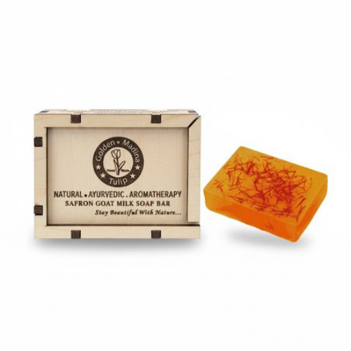 ✨ Golden Madina Tulip – Saffron Goat Milk Soap Bar ✨