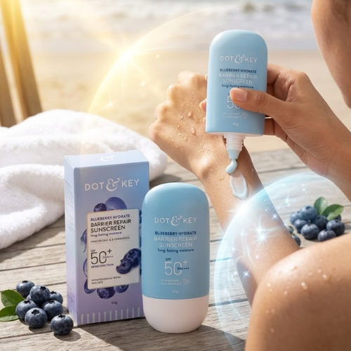 DOT & KEY Blueberry Hydrate Barrier Repair Sunscreen SPF 50 PA++++ | Hyaluronic Acid & Ceramides | 80g
